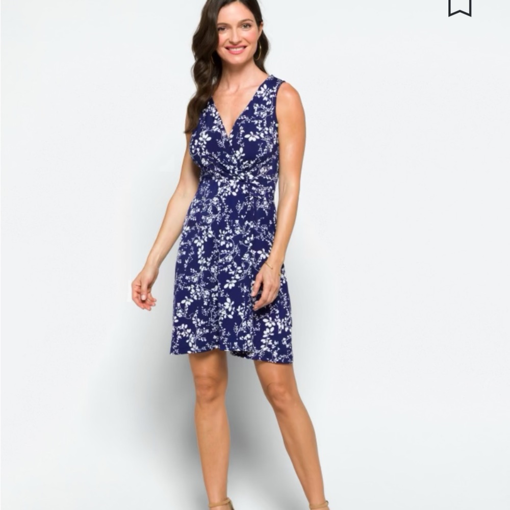NWT- Hailey 23 Seanna Faux Wrap Knit Dress, Navy-S